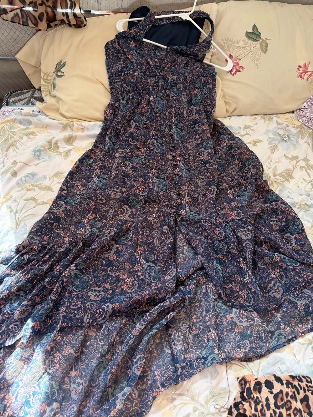 Rewind Navy and Rose Floral Maxi Dress